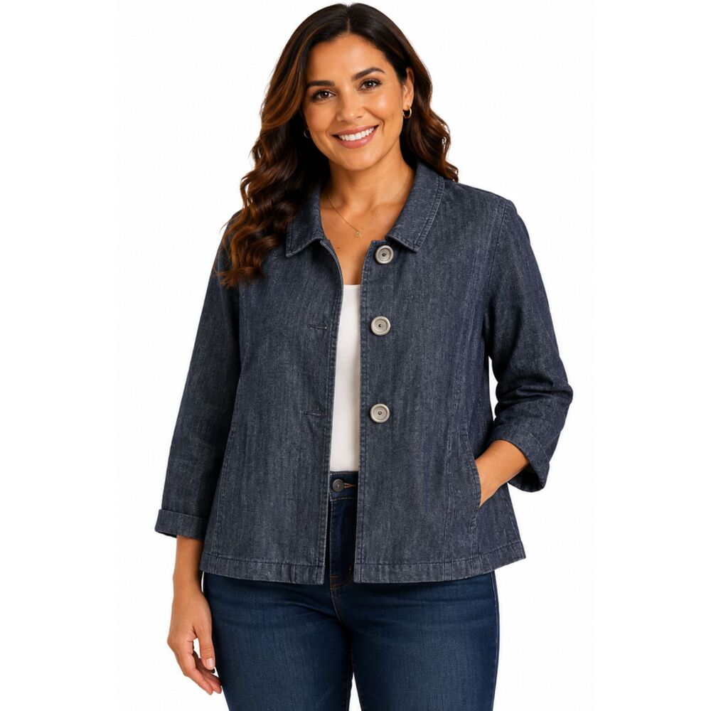 Dressbarn Dark Denim Button-Up Jacket -Size 18W